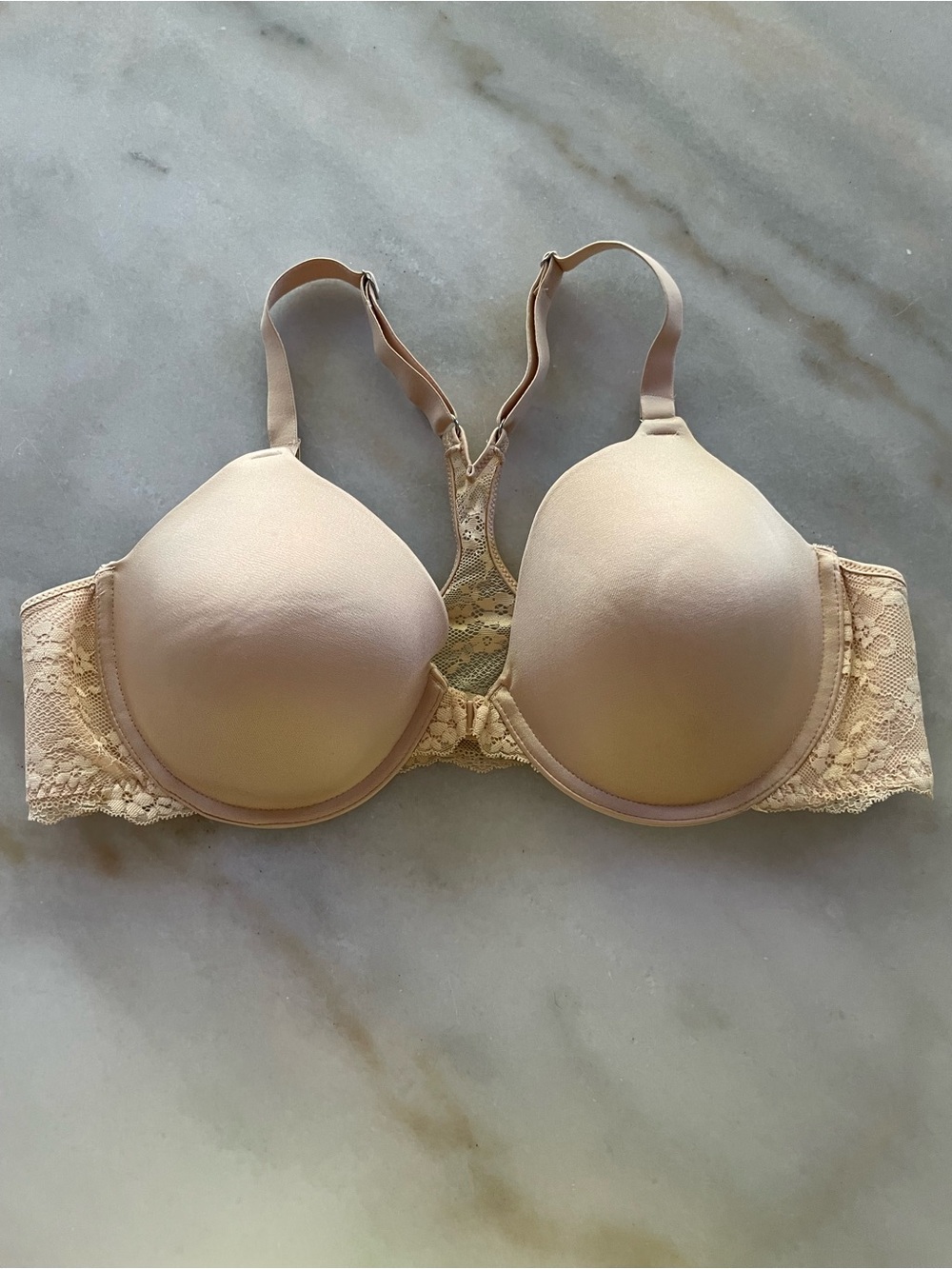 Maidenform Beige Lace-Back T-Shirt Bra